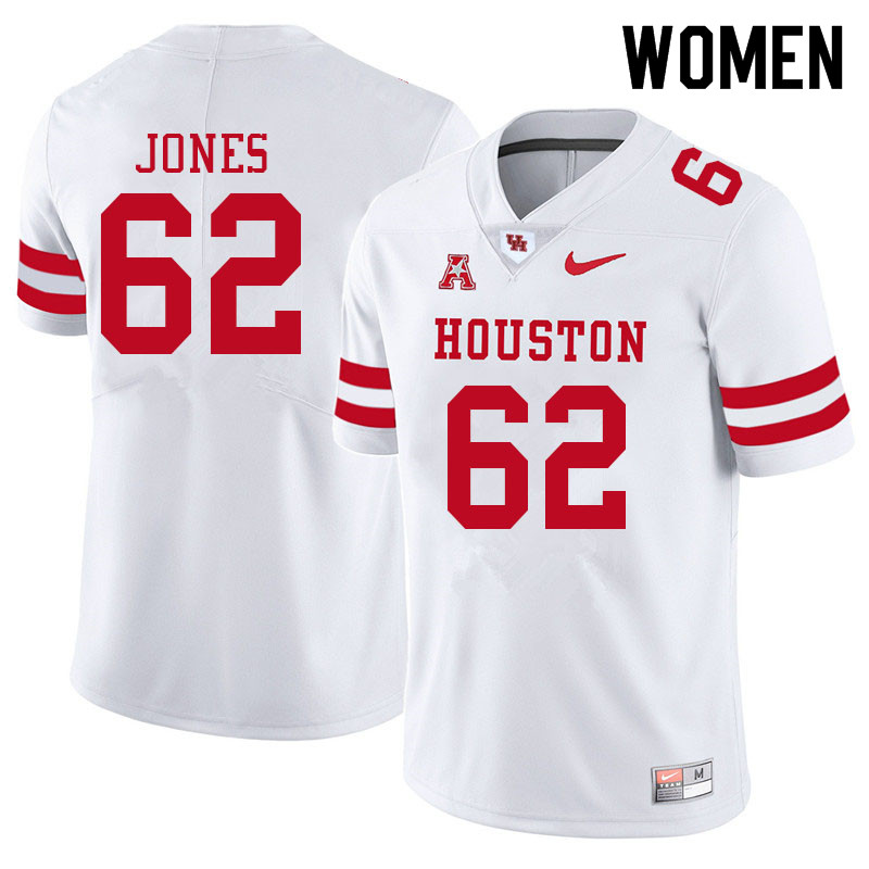 Women #62 Karson Jones Houston Cougars College Football Jerseys Sale-White